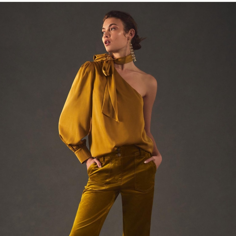 NWT!  Sunday in Brooklyn One-Shoulder Tie-Neck Blouse - size medium - $110 new